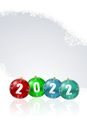 Aufkleber - Happy new year 2022 illustration with snowflakes and colorful christmas balls, winter design greeting card