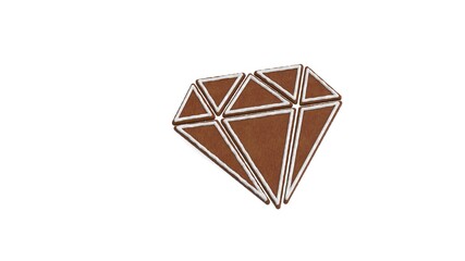 Sticker - 3d rendering of gingerbread symbol of diamond isolated on white background