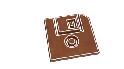 Canvas Print - 3d rendering of gingerbread symbol of diskette isolated on white background