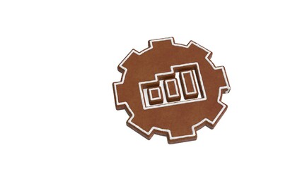 Wall Mural - 3d rendering of gingerbread symbol of gear isolated on white background