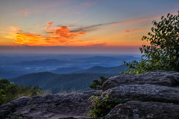 Sticker - USA, Virginia, Shenandoah National Park, sunrise at Hazel Mountain Overlook