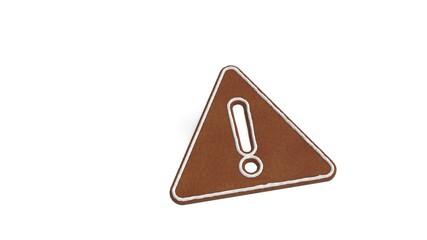 3d rendering of gingerbread symbol of warning isolated on white background