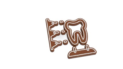 Sticker - 3d rendering of gingerbread symbol of 3d print stomatology isolated on white background