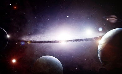 Wall Mural - planets and galaxy in outer space. elements of this image furnished by nasa