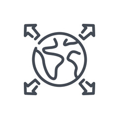 Poster - send to space line icon. planet with arrows vector outline sign.