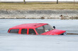 Submerged Red Car