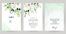 Summer Greenery, White Flowers Vector Design Spring Cards