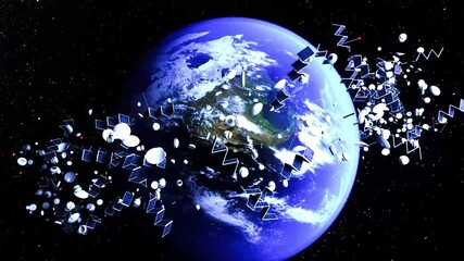 Wall Mural - a lot of satellite junk in orbit (3d rendering,this image elements furnished by nasa)