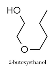 Poster - 2-butoxyethanol molecule. Used as solvent and surfactant. Skeletal formula.