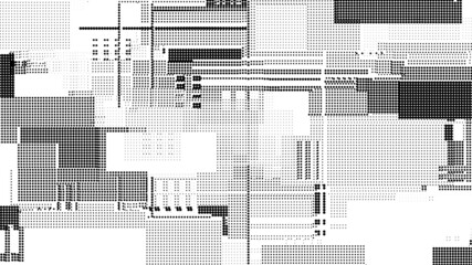 Fototapete - Corrupted network or connection. Computer matrix. Futuristic cyber background of particles. Big data. Abstract technology science background. Vector illustration.