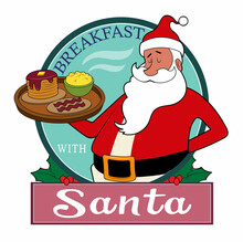 Santa Claus Serving A Hot Breakfast.