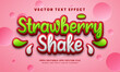 Strawberry shake 3D text effect. Editable text style, suitable for food product needs.