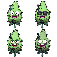 Funny Cartoon Weed Bud Characters 