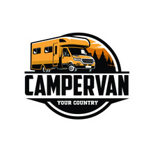 Campervan RV Caravan Motorhome Ready Made Logo. Perfect Logo For Campervan RV Travel Or Rental Related Business