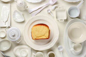 Sticker - Fresh Baked Japanese Soft and Fluffy Bun White Bread, Popular as Hokaido Milk Bread . Homemade Japanese Brioche