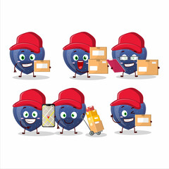 Sticker - Cartoon character design of blue love gummy candy working as a courier