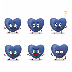 Wall Mural - Cartoon character of blue love gummy candy with what expression