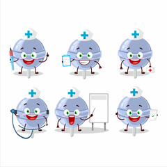 Poster - Doctor profession emoticon with sweet blueberry lolipop cartoon character