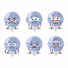 Sticker - sweet blueberry lolipop cartoon character with sad expression