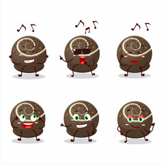 Poster - An image of truffle chocolate candy dancer cartoon character enjoying the music