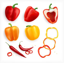 Wall Mural - Pepper Realistic Icon Set