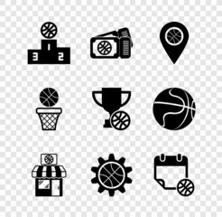 set sports winner podium, basketball game ticket, location with basketball, shop and, planning strat