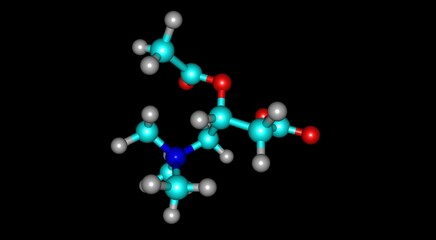 Poster - Acetyl-L-carnitine molecular structure isolated on black