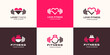 © POLLARIZE - set of abstract fitness love logo. kettlebell combined dumbbell and heart logo design