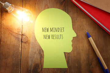 Poster - concept image ofnew mindset new results. success and personal development idea