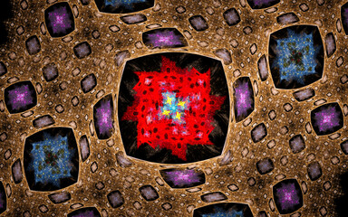 Aufkleber - digital illustration abstract image generated fractal background image wallpaper pattern of various geometric shapes and lines of various colors for computer graphics or web design