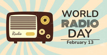 Retro Banner World Radio Day. Vintage Radio Concept.