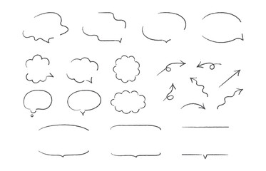 Wall Mural - speech bubbles and arrows set. hand drawn vector elements