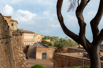 Cathedral view with old buildings during day in Spain, Balear Islands, Mallorca