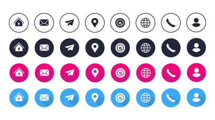 Fototapete - set of social communication icons background for marketing design. website icon symbol.