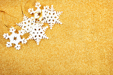 Canvas Print - Christmas decoration on gold background. christmas background