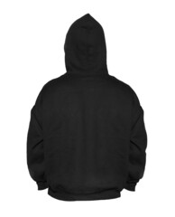 Wall Mural - blank hoodie sweatshirt color black on invisible mannequin template back view on white background