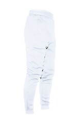 Wall Mural - Blank training jogger pants color white on invisible mannequin template side view on white background
