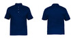 Blank  Polo shirt Three-button placket color navy on invisible mannequin templatefront and back view on white background
