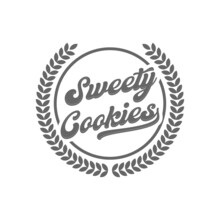 Sweet Cookies Bakery And Bread Labels Design For Sweets Shop, Cake, Restaurant, Bake Shop In Black White Background. Vector Illustration.