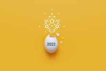 Eggshell And Inscription: 2022. The Symbol Of The Coming 2022