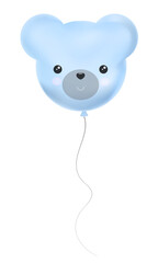 Baby party blu balloon. Cute teddy bear character.