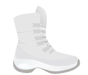 Canvas Print - White winter waterproof boot. vector 