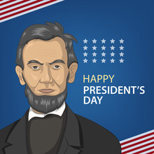 Happy Presidents Day. Abraham Lincoln. Hand Drawn Vector Illustration