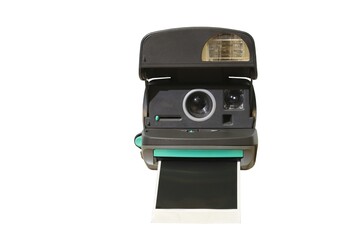 Wall Mural - vintage instant photo camera isolated on white