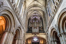 Large Organ Pipes Cathedral Church Bayeux Normandy France