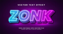 Zonk 3D Text Effect. Editable Text Style Effect With Glow Light Theme.