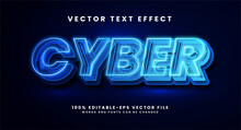 Cyber 3D Text Effect. Editable Text Style Effect With Glow Light Theme.