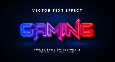 gaming 3d text effect. editable text style effect with colorful light theme.