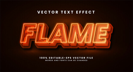 Wall Mural - Flame 3D text effect. Editable text style effect with red light theme.