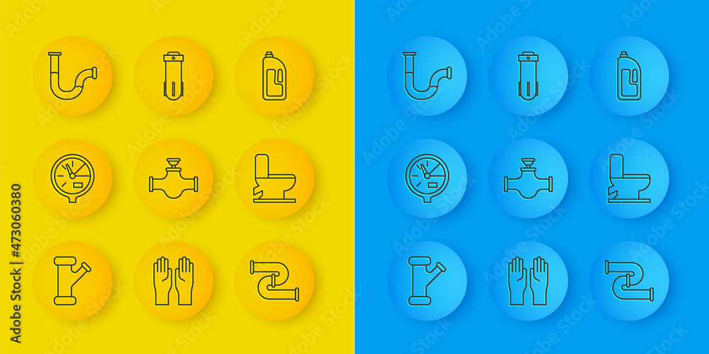 Set line Industry metallic pipe, Water meter, and valve, Toilet bowl ...